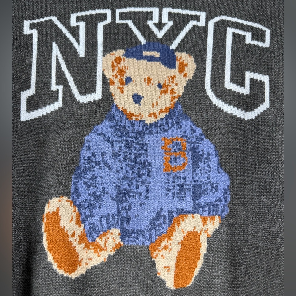 Women's Greyson/Threads NYC Teddy Bear Graphic Cardigan - Gray M, L & XXL - Picture 8 of 14